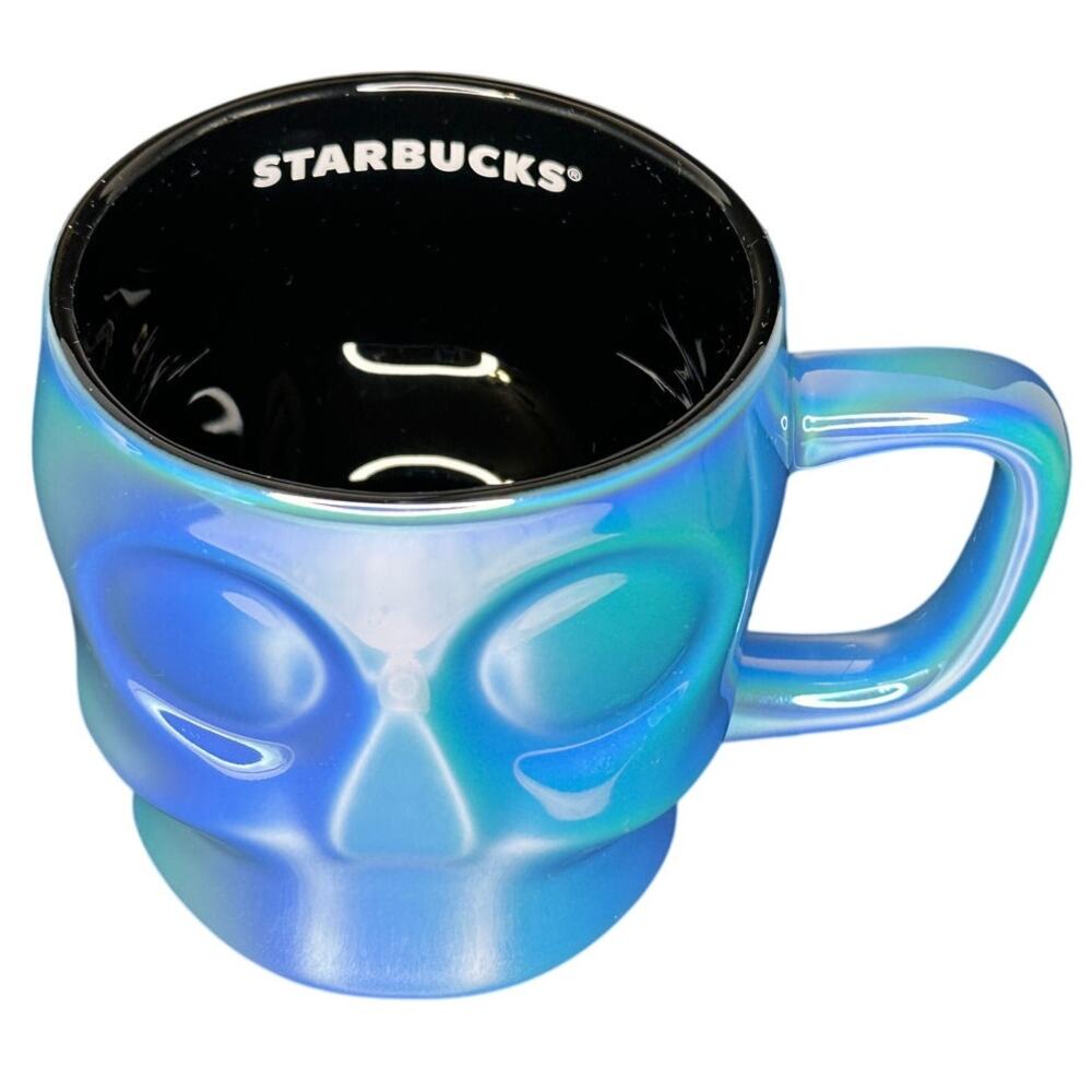 Starbucks, Skull Mug 14oz, Blue Iridescent, 2025 Halloween